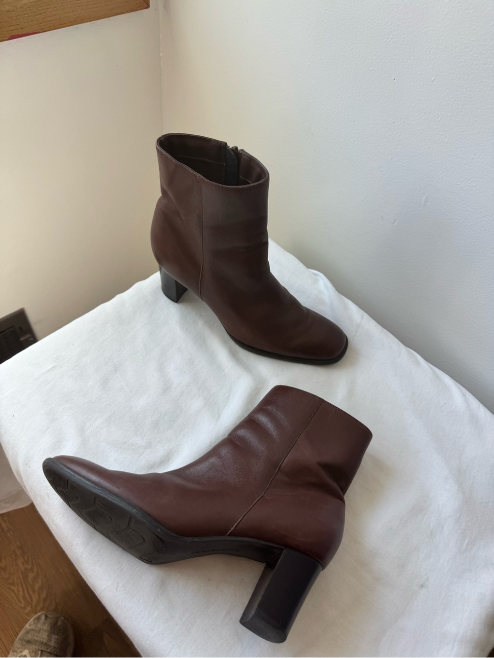Naturalizer Y2K Chocolate Brown Leather Ankle Boots Block Heel 90s Size 5.5